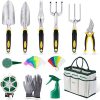 Yissvic 12 Pièces Outils de Jardinage Sac de Rangement Outils de Jardin Arrosoir Gants de Jardinage Cadeau Les Personnes âgées