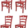 Tommychairs - Set 4 chaises Cuore pour Cuisine, Bar et Tommychairs - Set 4 chaises Cuore pour Cuisine, Bar et Salle à Manger, Robuste Structure en Bois de hêtre peindré en Couleur Aniline Rouge et Assise en Bois