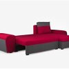 Vente-unique - Canapé d'angle réversible et Convertible en Tissu Gaby - Bicolore Rouge et Anthracite