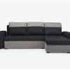 Canapé d'angle réversible et Convertible en Tissu Gaby - Bicolore Noir et Gris Clair