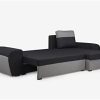 Canapé d'angle réversible et Convertible en Tissu Gaby - Bicolore Noir et Gris Clair