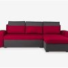 Vente-unique - Canapé d'angle réversible et Convertible en Tissu Gaby - Bicolore Rouge et Anthracite