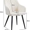 317G1WVvbtL._AC_.jpg TUKAILAI Lot de 2 chaises de salle à manger en velours avec assise rembourrée, pieds en métal, accoudoirs et dossier pour salon, salle à manger, cuisine, chambre à coucher, réception - Crème