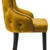 Jeu de 2 chaises luxueuses de salle à manger Grace de PS Global, montage facile, clous chromés, dos capitonné, dossier profond à boutons, velours moelleux (Moutarde)