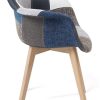 31MLUPI9XWL._AC_.jpg KAYELLES Lot de 2 chaises scandinaves Patchwork, Salle à Manger, Cuisine - NEDA (Patchwork Bleu)