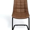 31QSr57J6L._AC_.jpg IDMarket - Lot de 4 chaises Mae Marron Vintage en PU pour Salle à Manger