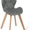 31SJwLjiniL._AC_.jpg IDMarket - Lot de 4 chaises ROBINE Gris foncé pour Salle à Manger