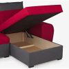 Vente-unique - Canapé d'angle réversible et Convertible en Tissu Gaby - Bicolore Rouge et Anthracite
