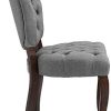 31zWOD56DHL._AC_.jpg CLP Chaise De Salle A Manger Temara en Tissu I Chaise Confortable Elégante Rembourrée I Style Chesterfiled I Piètement en Bois De Caoutchouc, Couleur:Gris, Couleur du Cadre:Antique