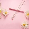 SHEGRACE Collier Simple Plaque pour Femmes en Argent Sterling Pur 925, avec Pendentif en Or Rose œIl de Chat Rond/Pomme en Platine, RéGlable