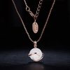 SHEGRACE Collier Simple Plaque pour Femmes en Argent Sterling Pur 925, avec Pendentif en Or Rose œIl de Chat Rond/Pomme en Platine, RéGlable