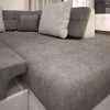 OTIA - Canapé d'angle panoramique et Convertible XXL en U - en Simili et Tissu - Angle Droit (Gris et Blanc)