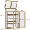 4123xpSDUbL._AC_.jpg Outsunny Mini Serre de Jardin en Polycarbonate Cadre en Bois 3 étagères dim. 80L x 50l x 130H cm Double Porte Toit ouvrant Bois de Sapin lasuré Marron
