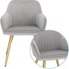 413gjMsPYCL._AC_.jpg Lestarain Chaise de Salle à Manger Lot de 4 avec Dossier et Accoudoir,Chaise de Cuisine Gris Clair Fauteuil Scandinave Assise en Velours et Pieds en Métal