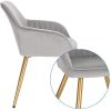 414EyQGvLFL._AC_.jpg Lestarain Chaise de Salle à Manger Lot de 4 avec Dossier et Accoudoir,Chaise de Cuisine Gris Clair Fauteuil Scandinave Assise en Velours et Pieds en Métal
