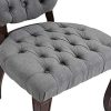4159F7d783L._AC_.jpg CLP Chaise De Salle A Manger Temara en Tissu I Chaise Confortable Elégante Rembourrée I Style Chesterfiled I Piètement en Bois De Caoutchouc, Couleur:Gris, Couleur du Cadre:Antique
