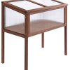 41646LSYRVL._AC_.jpg Outsunny Mini Serre sur Pieds dim. 90L x 50l x 93H cm Toit ouvrable Panneaux de Polycarbonate Bois Sapin traité