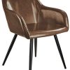 41APJpcDfZL._AC_.jpg TecTake 800878 Lot de 4 Chaises de Salle à Manger en Simili Cuir Scandinave Pieds en Acier Noirs Élégant avec Accoudoirs – Diverses Couleurs (Marron Foncé)