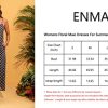 Enmain Robes D'Été Femme Robe Maxi Fleurs Casual Col en V Dames Boho Chic Robe De Plage sans Manches Longue Robes Caraco avec Poches