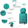 41FbTOLTr2S._AC_.jpg Kono Set de 2 Valises de Voyage Rigide Bagage Cabine à Main 55cm Légere à 4 roulettes avec Serrure TSA + Portable Vanity Case (Turquoise)
