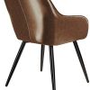 41GBXYZXNmL._AC_.jpg TecTake 800878 Lot de 4 Chaises de Salle à Manger en Simili Cuir Scandinave Pieds en Acier Noirs Élégant avec Accoudoirs – Diverses Couleurs (Marron Foncé)