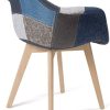 41Kf-ZBHRlL._AC_.jpg KAYELLES Lot de 2 chaises scandinaves Patchwork, Salle à Manger, Cuisine - NEDA (Patchwork Bleu)