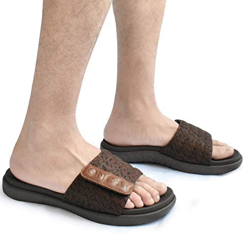 ONCAI Sandale Homme Bout Ouvert Chaussures de Plage Sangle Réglable Claquette Support de L'arche Pantoufle D'été Taille 40-47 