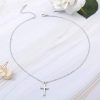 41Q18LaajlL._AC_.jpg Jovono Collier à la mode pendentif croix chaîne de bijoux pour femmes et filles (Argent)