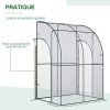 41U1VNWzvFL._AC_.jpg Outsunny Serre de Jardin adossée Serre adossée dim. 1,43L x 1,18l x 2,12H m 2 Portes zippées enroulables Acier PVC Transparent