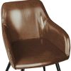 41biX20acoL._AC_.jpg TecTake 800878 Lot de 4 Chaises de Salle à Manger en Simili Cuir Scandinave Pieds en Acier Noirs Élégant avec Accoudoirs – Diverses Couleurs (Marron Foncé)