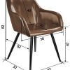 41emhTk078L._AC_.jpg TecTake 800878 Lot de 4 Chaises de Salle à Manger en Simili Cuir Scandinave Pieds en Acier Noirs Élégant avec Accoudoirs – Diverses Couleurs (Marron Foncé)