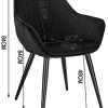 41fRQKyrPKL._AC_.jpg WOLTU Chaises de Salle à Manger Lot de 6 en Velours et métal,Chaises de réception Noir BH254sz-6