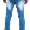 Jeans Rock Rock Designer Designer pour Hommes Jeans Stretch Slim Fit Coupe Slim [RC-2131 - Bleu très Clair - W31 L34]