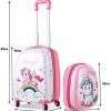 GOPLUS 16” Valise Enfant à roulettes avec 12” Sac à Dos, Motifs Mignons et Divers, Espace Suffisant, Surface Etanche, roulettes Silencieuses et Lisses, Hauteur de Poignée Réglable (Licorne)