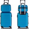 41ycqj2XuiL._AC_.jpg NEWTECK - Lot de 4 Valises (53/63/75cm) et Trousse de Toilette Blau, ABS, Rigide, Résistant, 4 Doubles Roues, Léger, Serrure à Combinaison latérale