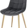 EUGAD 0671BY-6 Chaise de Salle à Manger Lot de 6 Faites de Velours et métal,Chaise de Cuisine Chaise de Salon Gris