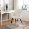 517zA1JmMiL._AC_.jpg TUKAILAI Lot de 2 chaises de salle à manger en velours avec assise rembourrée, pieds en métal, accoudoirs et dossier pour salon, salle à manger, cuisine, chambre à coucher, réception - Crème