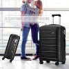 51HTaD23nL._AC_.jpg Kono Valise Trolley Cabine 55cm Bagage à Main Rigide en Polypropylène Ultra Léger à 4 roulettes avec Serrure TSA Intégré 40L (Noir)