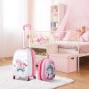 GOPLUS 16” Valise Enfant à roulettes avec 12” Sac à Dos, Motifs Mignons et Divers, Espace Suffisant, Surface Etanche, roulettes Silencieuses et Lisses, Hauteur de Poignée Réglable (Licorne)