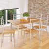 CASARIA Ensemble 5 pièces Paul hêtre 1 Table 4 chaises métal laqué Cuisine Ensemble Table et chaises pour Salle à Manger