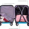 51Ox06tmxFL._AC_.jpg NEWTECK Lot de Valises de Voyage Bleues, Valise Cabine, Valise Moyenne (53/63cm) et Trousse de Toilette. Set de Valises Rigides 4 Roues, ABS, Robustes, Durables et Légères. Serrure à Combinaison
