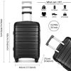 51TQahR20L._AC_.jpg Kono Set de 3 Valises Rigide Ensemble de Bagages en Polypropylène Ultra Léger à 4 roulettes avec Serrure TSA 55cm Bagage Cabine + 65cm + 76cm (Noir)