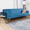 IDMarket - Canapé Droit 3 Places Lars Convertible Bleu Canard