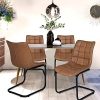 51YrIBcSWfL._AC_.jpg IDMarket - Lot de 4 chaises Mae Marron Vintage en PU pour Salle à Manger
