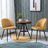 51hyihn0ftL._AC_.jpg HOMCOM Chaises de Visiteur Design scandinave - Lot de 2 chaises - Pieds effilés métal Noir - Assise Dossier Ergonomique Velours Moutarde