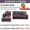 Housses de Canape 3 2 4 Places extensible Housse de Protection d'angle Couverture de Canapé de couleur unie（Le canapé d'angle en L Doit en Acheter Deux) (Color : B, Size : 2 places(145-185cm))