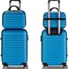 51qvdULsapL._AC_.jpg NEWTECK Lot de Valises de Voyage Bleues, Valise Cabine, Valise Moyenne (53/63cm) et Trousse de Toilette. Set de Valises Rigides 4 Roues, ABS, Robustes, Durables et Légères. Serrure à Combinaison