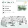 51tIvLT0UL._AC_.jpg Outsunny Mini Serre de Jardin Serre à tomates 270L x 90l x 90H cm Acier PE Haute densité 140 g/m² Anti-UV 3 fenêtres avec Zip enroulables Blanc