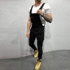 51uv0N1g7SL._AC_.jpg Susenstone Salopette Jeans Homme Slim Fit Sexy Mode Pas Cher Dechire Troue éLastique Grande Taille Vintage Pantalon Jean à Poches Streetwear