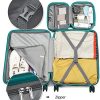 51zp88DXROS._AC_.jpg Kono Set de 2 Valises de Voyage Rigide Bagage Cabine à Main 55cm Légere à 4 roulettes avec Serrure TSA + Portable Vanity Case (Turquoise)